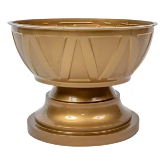 Műanyag talpas tál háromszög mintás arany D18cm M13cm
