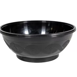 Műanyag kerek tál mintás fekete D18cm M7cm