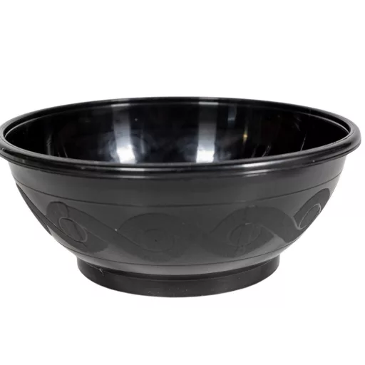 Műanyag kerek tál mintás fekete D18cm M7cm