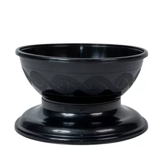 Műanyag kerek talpas tál fekete D18cm M10,5cm