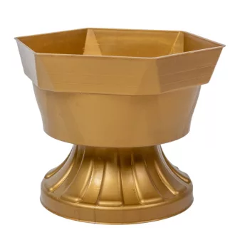 Műanyag szögletes talpas tál arany D19,5cm M14,5cm