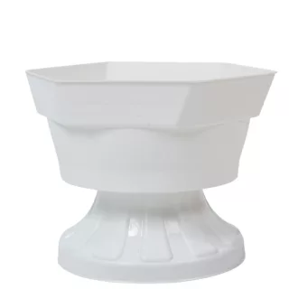 Műanyag szögletes talpas tál fehér D19,5cm M14,5cm