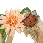 Szizálos széna koszorú selyem és szárazvirággal fehér 20cm