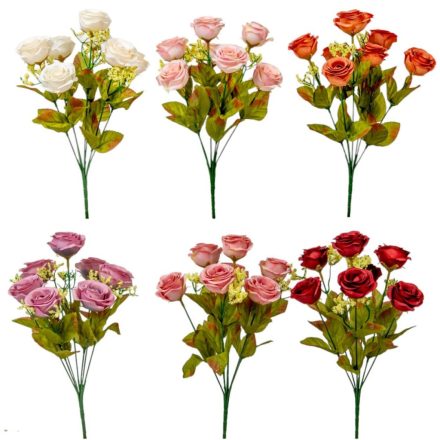 Rózsabimbó csokor 7v. mix M33cm 28db/#