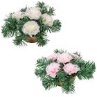 Sírdísz kis arany műanyag tálban selyem szegfű díszítéssel M13x25cm
