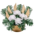 Sírdísz féloldalas kis arany műanyag tálban selyem szegfű díszítéssel M18x25cm
