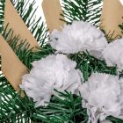 Sírdísz féloldalas kis arany műanyag tálban selyem szegfű díszítéssel M18x25cm
