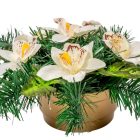 Sírdísz arany műanyag tálban selyem orchidea díszítéssel M14x30cm
