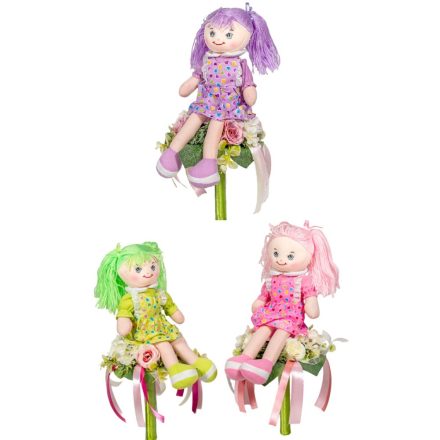 Ballagási csokor plüss babával selyem virággal 47cm