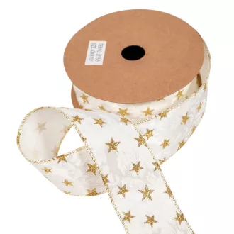 Glitteres csillagos szalag drótos arany 3,8cmx10y