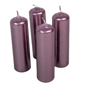   Metál henger gyertya 40x140mm halvány lila (db ár) 4db/csom 2.oszt.