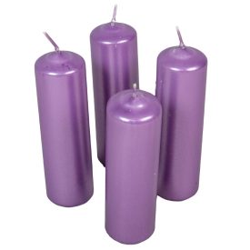   Metál henger gyertya 40x140mm lila (db ár) 4db/csom 2.oszt.