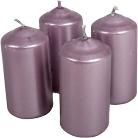   Metál henger gyertya 40x80mm halvány lila 4db/csom (db ár)