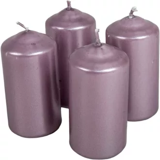   Metál henger gyertya 40x80mm halvány lila 4db/csom (db ár)