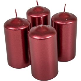   Metál henger gyertya 50x100mm bordó 4db/csom (db ár) 2.oszt.