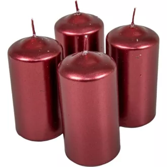   Metál henger gyertya 50x100mm bordó 4db/csom (db ár) 2.oszt.
