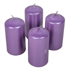   Metál henger gyertya 50x100mm lila 4db/csom (db ár) 2.oszt.