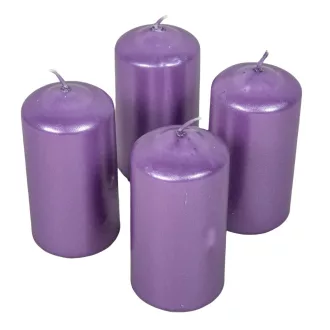   Metál henger gyertya 50x100mm lila 4db/csom (db ár) 2.oszt.