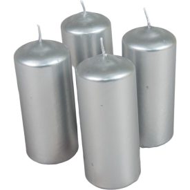 Metál henger gyertya 50x120 mm ezüst 4db/csom (db ár)