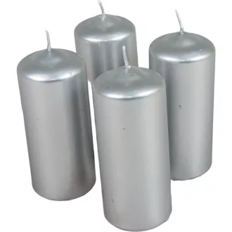 Metál henger gyertya 50x120 mm ezüst 4db/csom (db ár)
