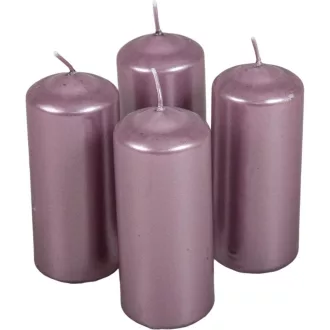   Metál henger gyertya 50x120 mm halvány lila 4db/csom (db ár) 2.oszt.