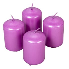   Metál henger gyertya 50x75mm ciklámen 4db/csom (db ár) 2.oszt.