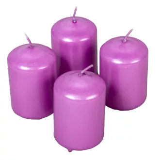   Metál henger gyertya 50x75mm ciklámen 4db/csom (db ár) 2.oszt.