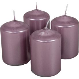   Metál henger gyertya 50x75mm halvány lila 4db/csom (db ár) 2.oszt.