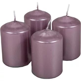   Metál henger gyertya 50x75mm halvány lila 4db/csom (db ár) 2.oszt.