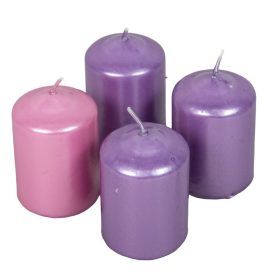   Metál henger gyertya 50x75mm lila3 rózsaszín1 4db/csom (db ár)
