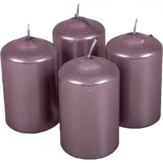   Metál henger gyertya 60x100mm halvány lila 4db/csom (db ár) 2.oszt.