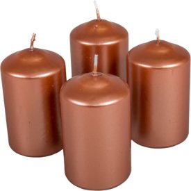   Metál henger gyertya 60x100mm rosegold 4db/csom (db ár) 2.oszt.