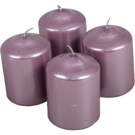   Metál henger gyertya 60x80mm halvány lila 4db/csom (db ár) 2.oszt.