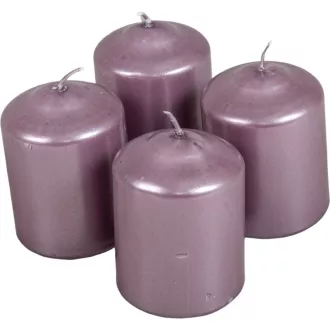   Metál henger gyertya 60x80mm halvány lila 4db/csom (db ár) 2.oszt.