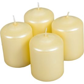   Metál henger gyertya 60x80mm krém 4db/csom (db ár) 2.oszt.
