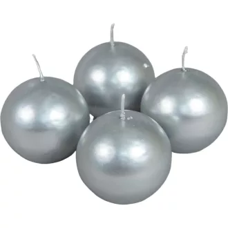 Metál gömb gyertya 60mm ezüst 4db/csom (db ár)
