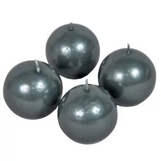 Metál gömb gyertya 60mm szürke 4db/csom (db ár)
