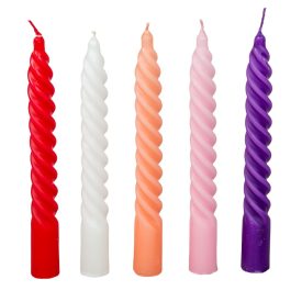   Mártott nagy csavart gyertya 200mm (db ár) 30db/csom piros fehér lila rózsa korall
