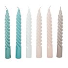 Mártott nagy csavart gyertya 200mm (db ár) 30db/csom fehér ivory pezsgó homok menta vizkék