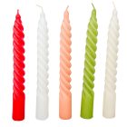 Mártott nagy csavart gyertya 200mm (db ár) 30db/csom fehér krém oliva piros korál