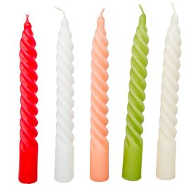  Mártott nagy csavart gyertya 200mm (db ár) 30db/csom fehér krém oliva piros korál