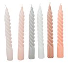 Mártott nagy csavart gyertya 200mm (db ár) 30db/csom fehér ivory pezsgő korall mogyoró v.szürke