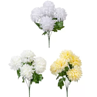 Krizantém csokor 5v. krém mix M35cm 24db/#