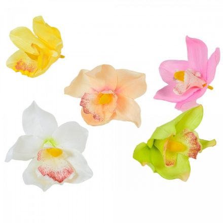 Orchidea virágfej szatén D8cm 48db/szín/csom
