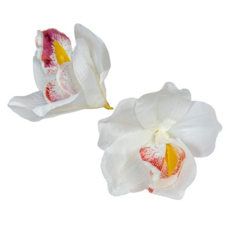 Orchidea virágfej szatén D8cm fehér 24db/csom