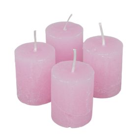   Rusztikus henger gyertya 40x50mm rózsaszín 4db/csom (db ár)