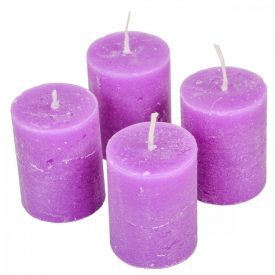   Rusztikus henger gyertya 40x50mm világos lila 4db/csom (db ár)