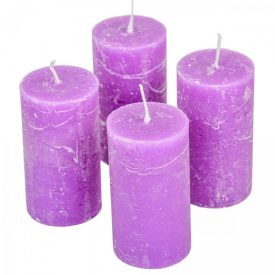   Rusztikus henger gyertya 40x75mm világos lila 4db/csom (db ár)