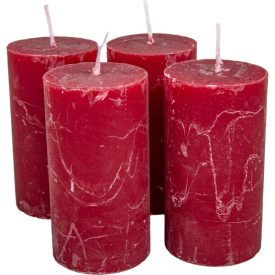 Rusztikus henger gyertya 50x90mm bordó 4db/csom (db ár)