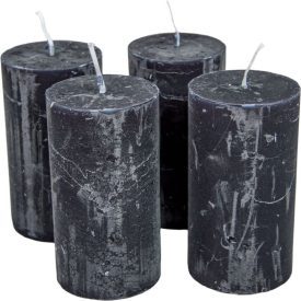 Rusztikus henger gyertya 50x90mm fekete 4db/csom (db ár)